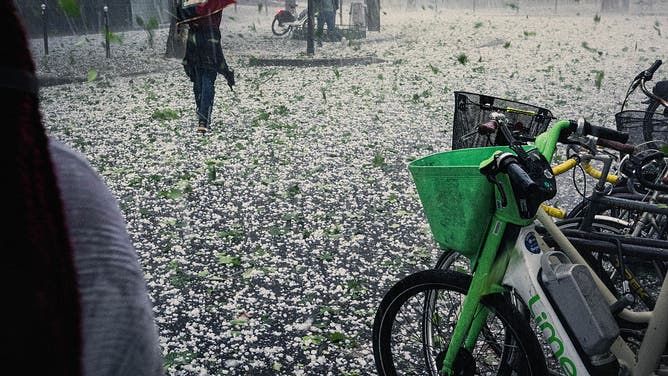 Cảnh tượng lạ: Paris chìm trong cơn mưa đá lớn, du khách và người dân hoảng loạn, cảnh báo cam được đưa ra- Ảnh 2.