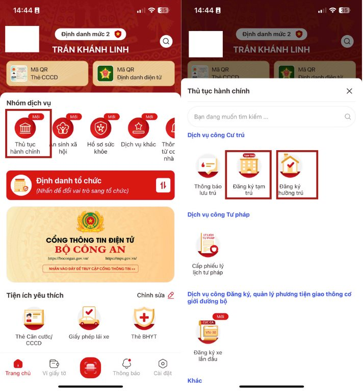 Cách tự đăng ký thường trú, tạm trú online ngay trên ứng dụng VNeID- Ảnh 2.
