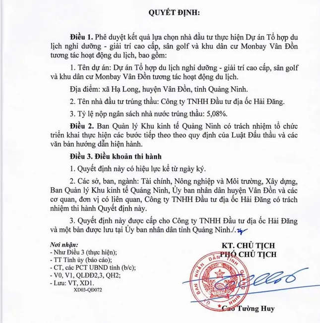 Lộ diện nhà đầu tư 'siêu' dự án đô thị nghỉ dưỡng tỷ đô tại Vân Đồn 2 Lộ diện nhà đầu tư 'siêu' dự án đô thị nghỉ dưỡng tỷ đô tại Vân Đồn