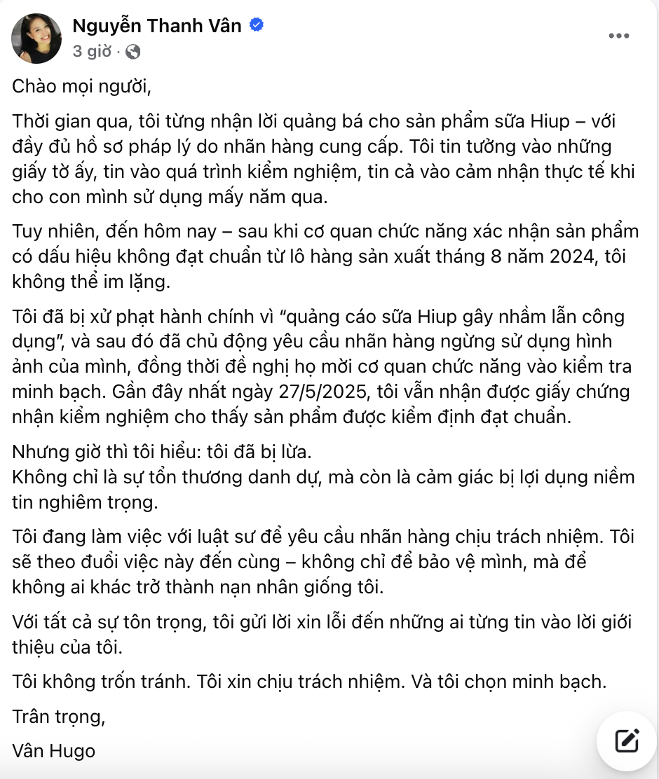Toàn cảnh vụ MC, BTV nổi tiếng quảng cáo sữa giả HIUP: Xin lỗi, chịu phạt, kêu oan... khán giả từ chối tin- Ảnh 5.