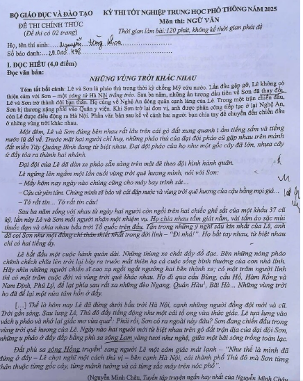 MỚI NHẤT - Đề và gợi ý đáp án môn Ngữ văn kỳ thi tốt nghiệp THPT 2025, sĩ tử 'soi' ngay đáp án - Ảnh 1.