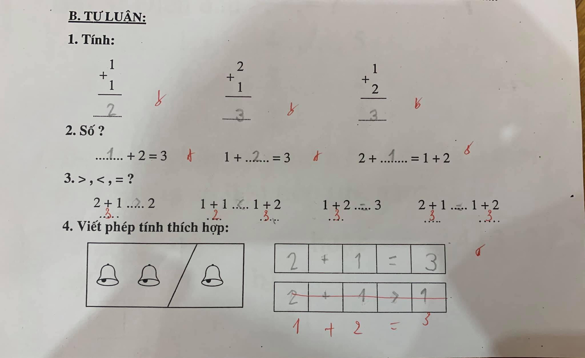 Con gái viết "2 + 1 > 1" vẫn bị gạch sai, người mẹ thắc mắc hỏi dân mạng liền nhận về lý do đầy "tâm phục khẩu phục"- Ảnh 1.