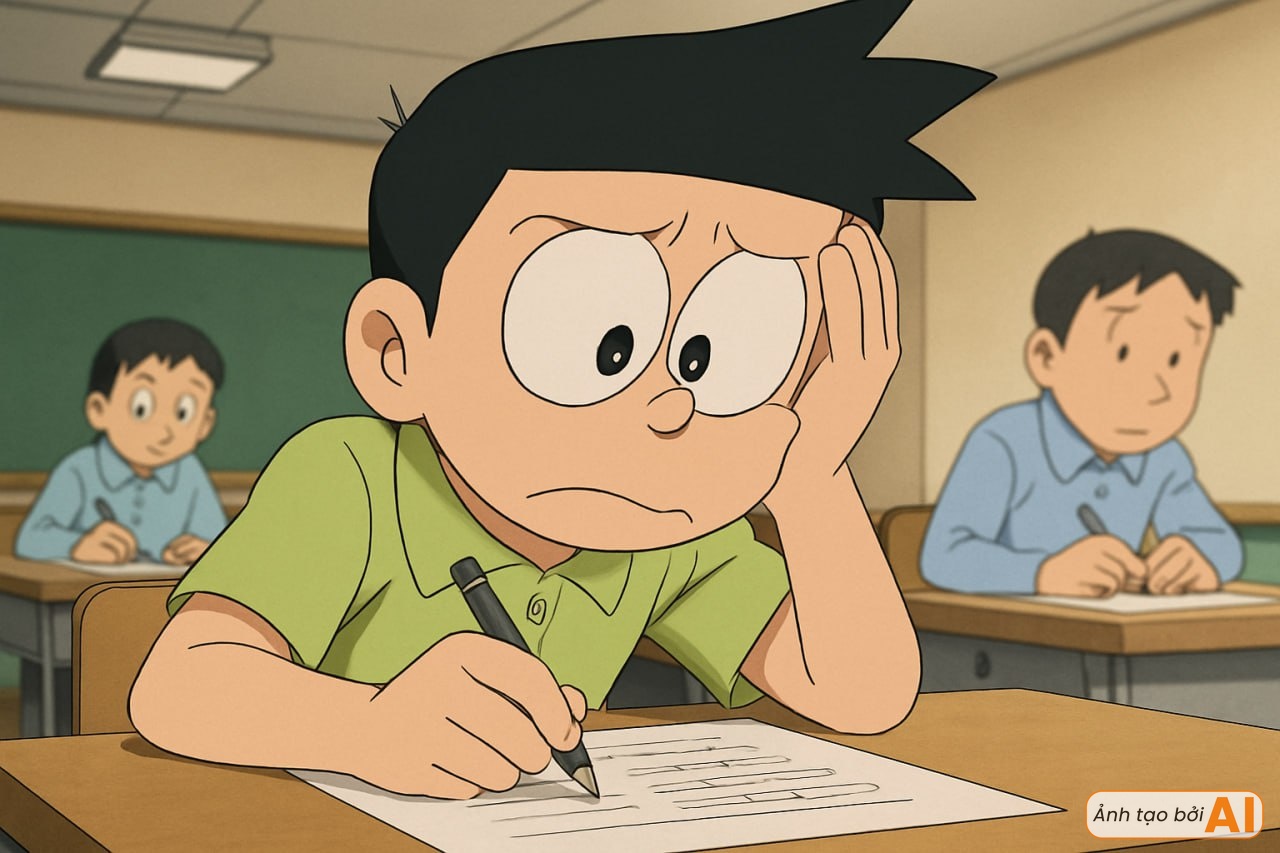 Nếu nhóm bạn Doraemon đi thi vào lớp 10: Nobita quên thẻ dự thi, Jaian khoanh bừa và có một người nắm chắc vị trí thủ khoa- Ảnh 8.
