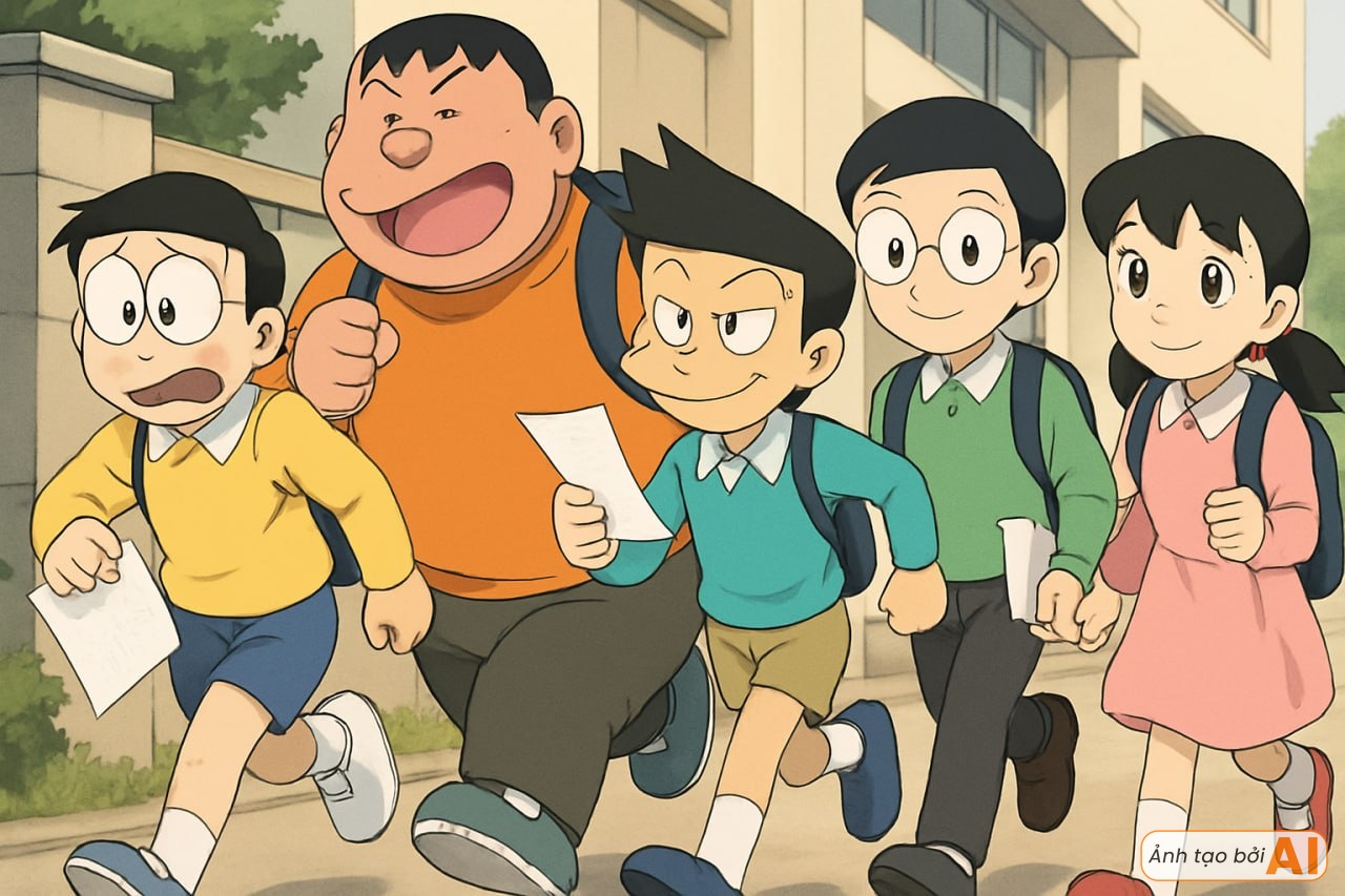 Nếu nhóm bạn Doraemon đi thi vào lớp 10: Nobita quên thẻ dự thi, Jaian khoanh bừa và có một người nắm chắc vị trí thủ khoa- Ảnh 1.