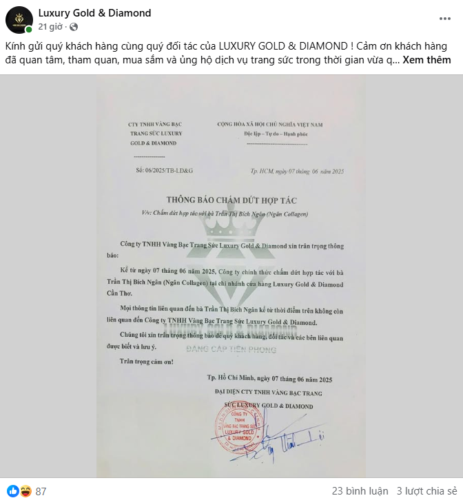 “Boss giảm cân” Ngân Collagen bít đường trở lại?Bị công ty bán kim cương chấm dứt hợp đồng, Ngân Collagen bít đường quay lại?- Ảnh 2.