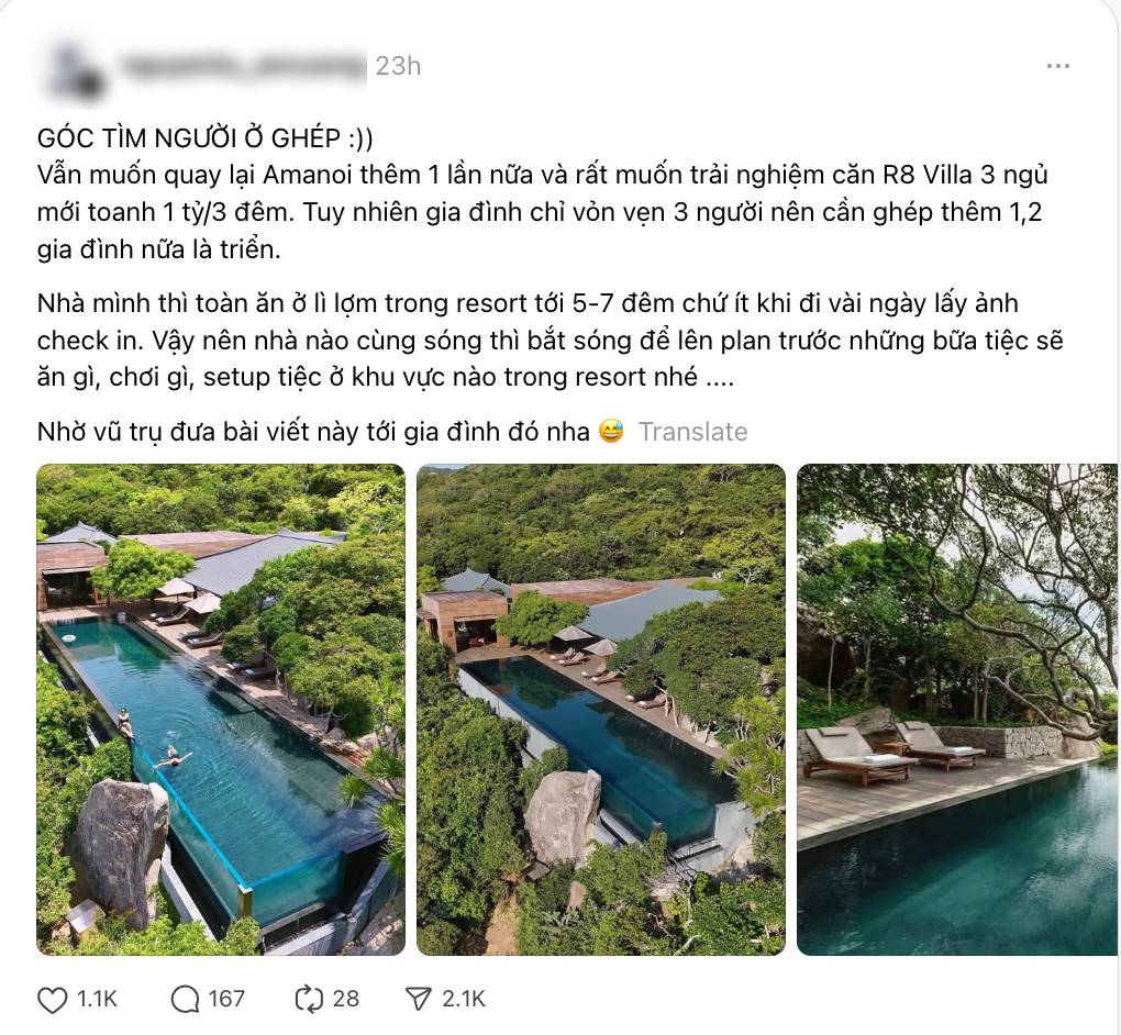 Bài đăng "tìm người ở ghép" villa 1 tỷ 3 đêm khiến dân mạng nháo nhào vì cách tiêu tiền của người giàu - Ảnh 1.