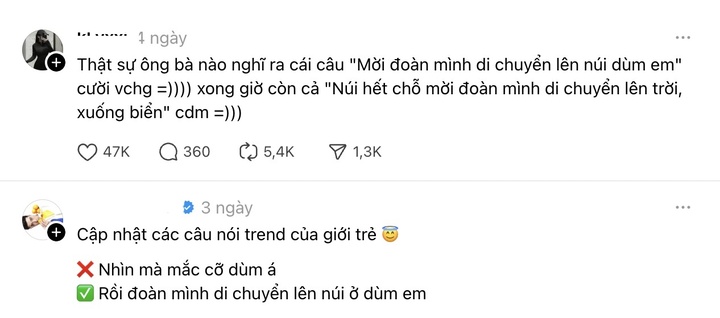 Vì sao câu 'mời đoàn mình di chuyển lên núi giúp em' thành hot trend?- Ảnh 5.