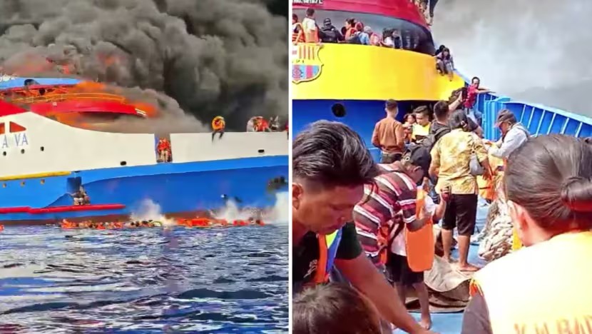 Tàu chở 280 hành khách bốc cháy dữ dội ngoài khơi Indonesia- Ảnh 1.