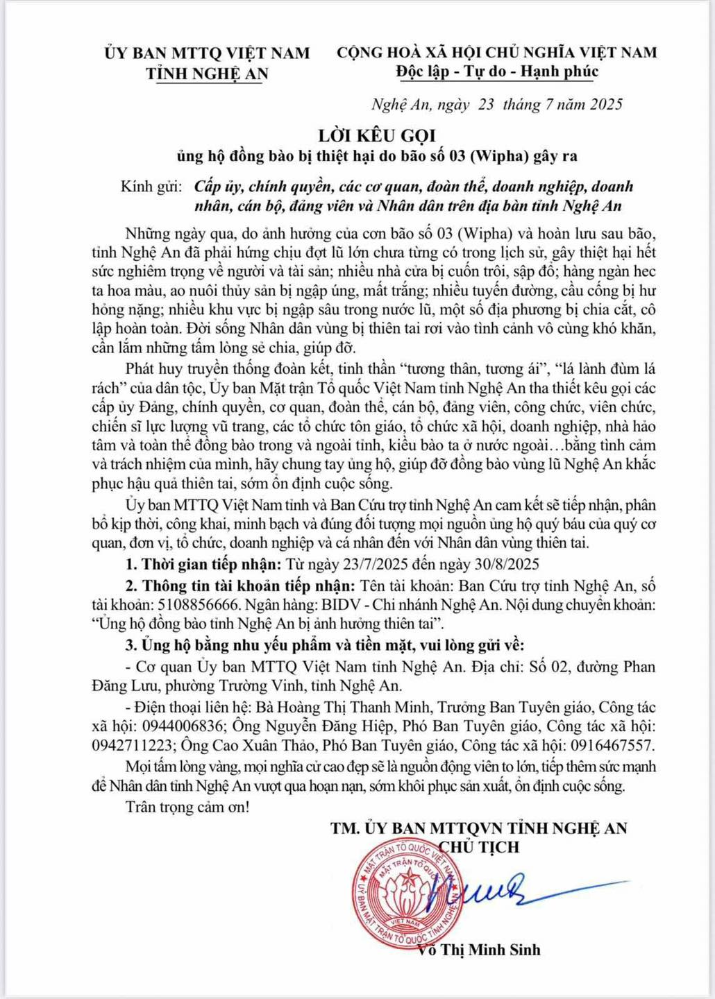 Hòa Minzy chuyển khoản 300 triệu đồng ủng hộ đồng bào Nghệ An chịu ảnh hưởng thiên tai- Ảnh 1.