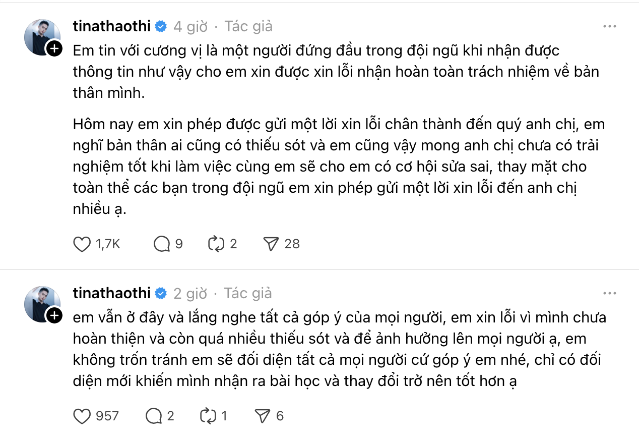 Tina Thảo Thi bị cho vào "blacklist" vì thái độ làm việc, lên tiếng xin lỗi vẫn bị bóc tiếp - Ảnh 2.