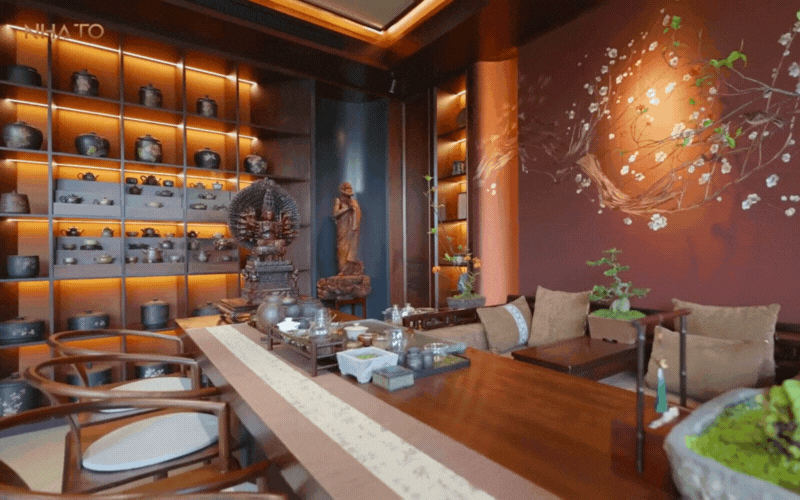 Bên trong biệt phủ hình chữ "H" rộng 1.200m2 đậm chất Á Đông của gia chủ yêu trà đạo - Ảnh 25.