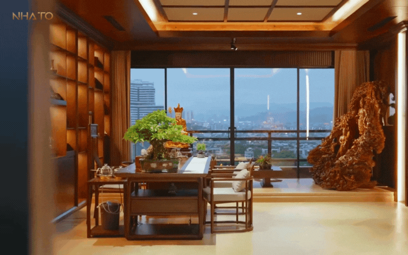 Bên trong biệt phủ hình chữ "H" rộng 1.200m2 đậm chất Á Đông của gia chủ yêu trà đạo - Ảnh 11.
