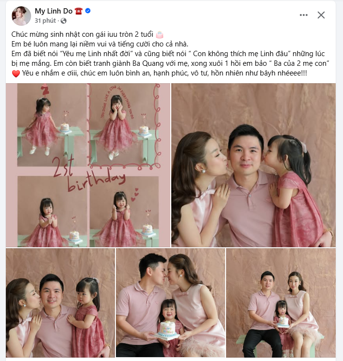 Thiếu gia nhà bầu Hiển chúc mừng sinh nhật con gái yêu, vợ Đỗ Mỹ Linh cũng khoe trọn khoảnh khắc hạnh phúc của gia đình hào môn