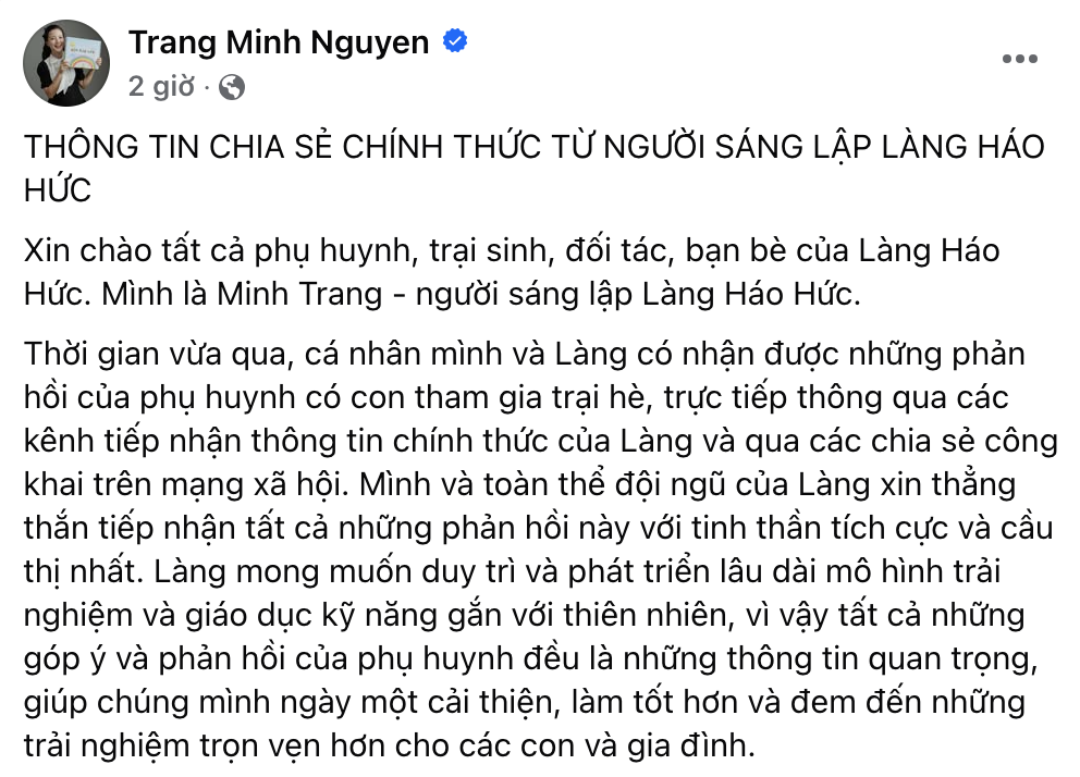 Toàn cảnh ồn ào trại hè Làng Háo Hức: 3 lần lên tiếng vẫn không khiến phụ huynh nguôi giận- Ảnh 8.