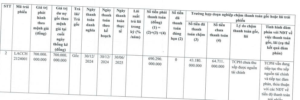 Hoa Lâm An chậm thanh toán hơn 647 tỷ đồng gốc trái phiếu - Ảnh 1.
