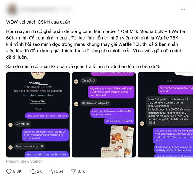 Phản hồi chính thức của quán cà phê phụ thu thêm tiền khi đi 2 người khiến thực khách bức xúc- Ảnh 1. Phản hồi chính thức của quán cà phê phụ thu thêm tiền khi đi 2 người khiến thực khách bức xúc- Ảnh 1.