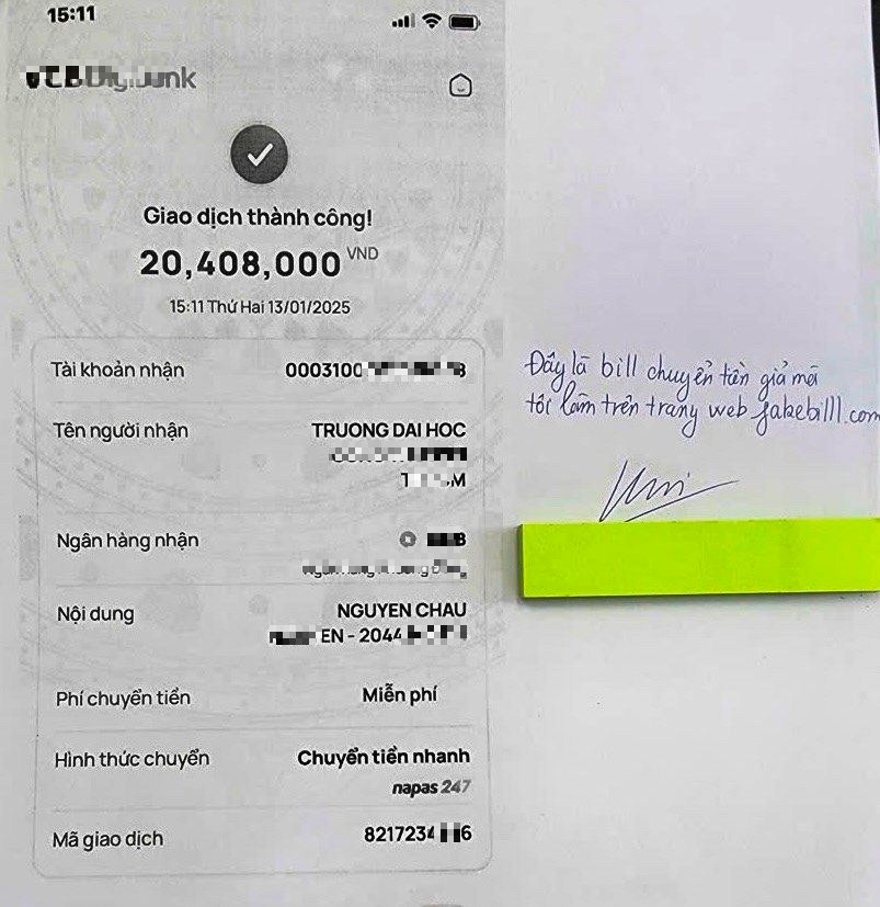 Cảnh báo thủ đoạn làm giả bill chuyển tiền, căn cước công dân - Ảnh 1.