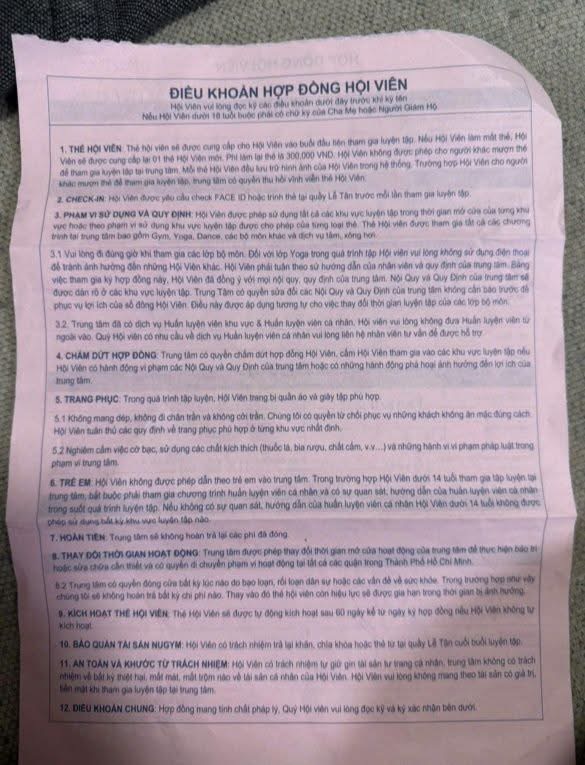 Chuỗi gym ở TPHCM vừa ngưng hoạt động: Mới mở gần 3 năm, hợp đồng có điều khoản "không hoàn trả lại các phí đã đóng" - Ảnh 2.