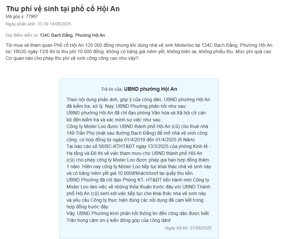 Phản ánh về phí đi vệ sinh ở Hội An: Sự thật bất ngờ về Mister Loo - Ảnh 1. Phản ánh về phí đi vệ sinh ở Hội An: Sự thật bất ngờ về Mister Loo - Ảnh 1.