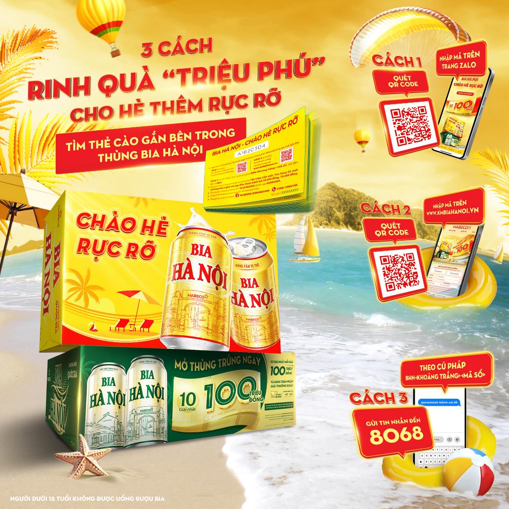 Trúng ngay 100 triệu đồng tiền mặt với chương trình khuyến mại  “Chào hè rực rỡ” cùng Bia Hà Nội - Ảnh 2.