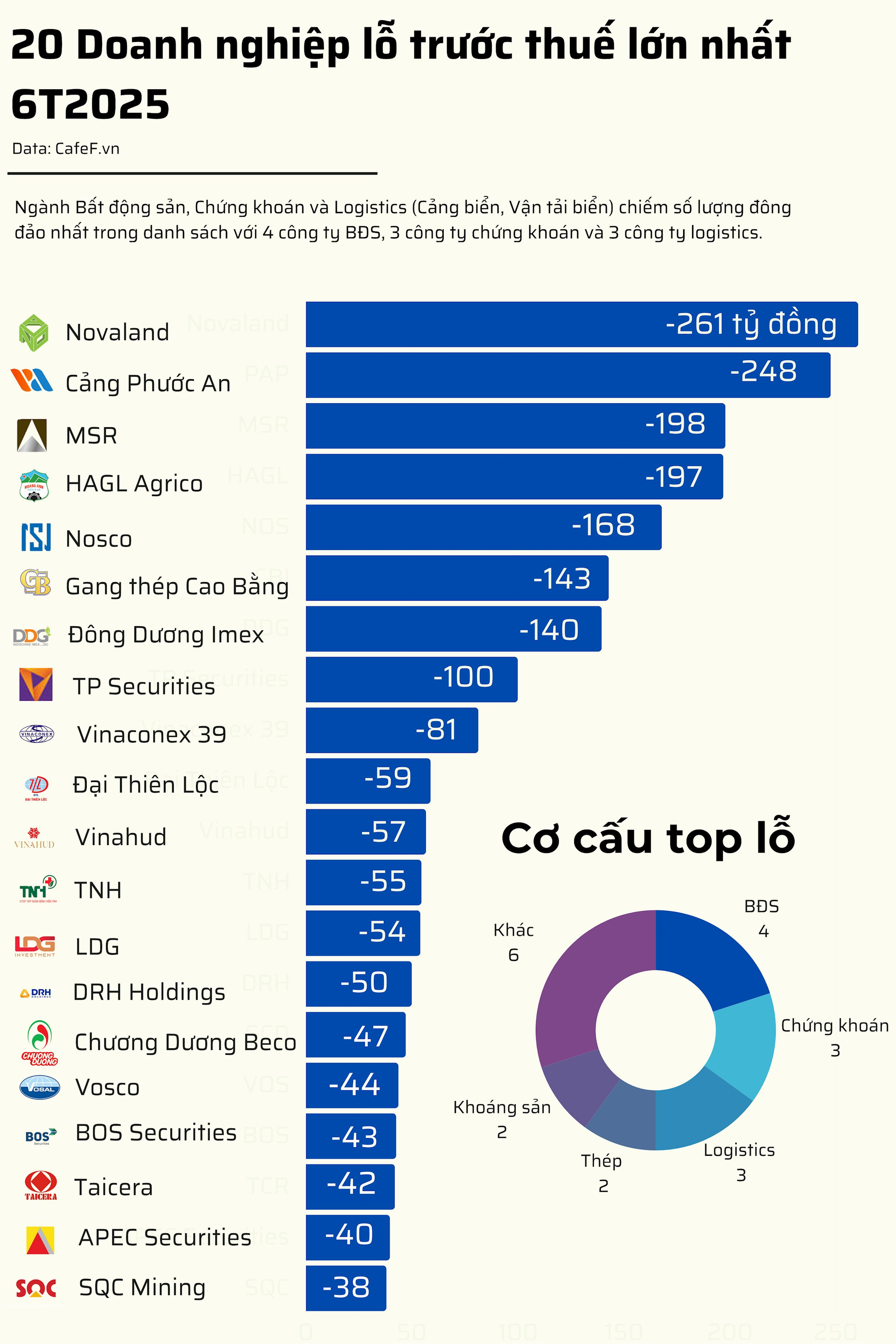 20 doanh nghiệp lỗ lớn nhất 6T2025: Novaland 'vô địch', bất động sản áp đảo, 8 doanh nghiệp lỗ trăm tỷ- Ảnh 2.