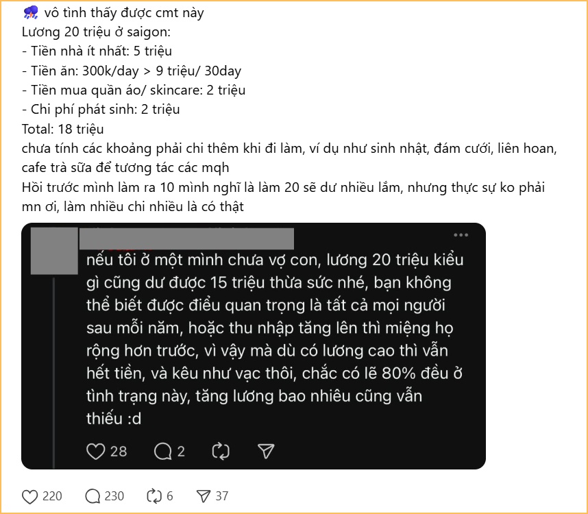 Lương 20 triệu ở TP.HCM còn không đủ tiêu, nói gì tới tiết kiệm?- Ảnh 1.
