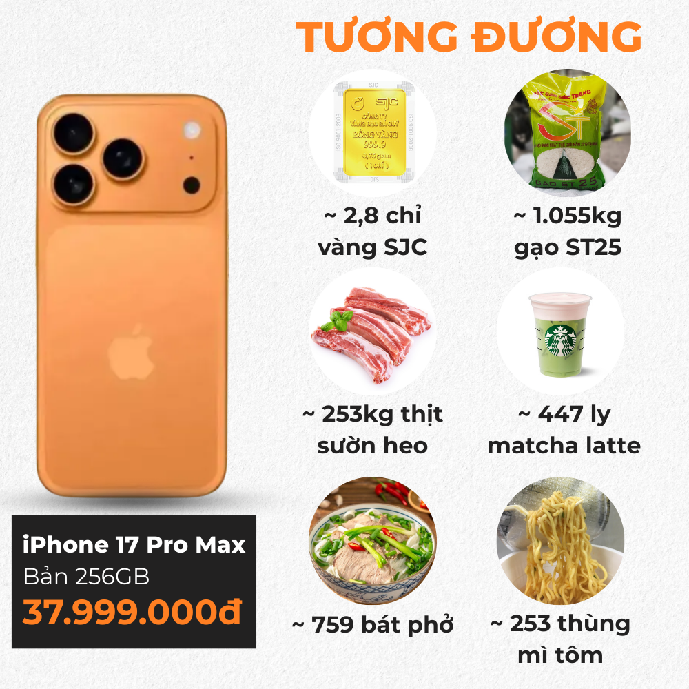 Tính giá iPhone 17 kiểu này mới thấy choáng: Bằng cả tấn gạo ST25, gần 3 chỉ vàng và hơn 2 năm “làm bát phở” buổi sáng!- Ảnh 5.