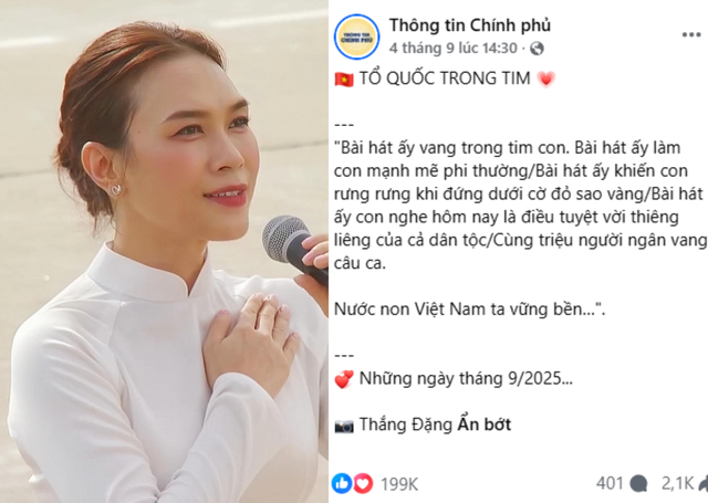 1 phút Đại lễ 2/9 cho Mỹ Tâm những con số gây choáng: Follower tăng đột biến, gây sốt trang Thông tin Chính phủ- Ảnh 3. 1 phút Đại lễ 2/9 cho Mỹ Tâm những con số gây choáng: Follower tăng đột biến, gây sốt trang Thông tin Chính phủ- Ảnh 3.