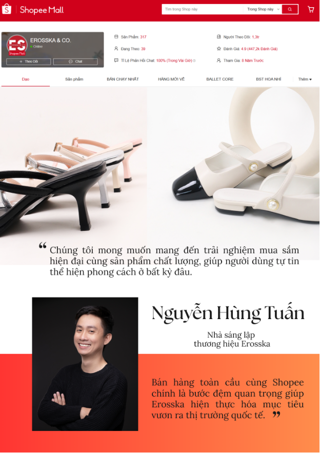 Thương hiệu giày Việt Erosska bứt tốc nhờ xuất khẩu trực tuyến cùng Shopee - Ảnh 1.