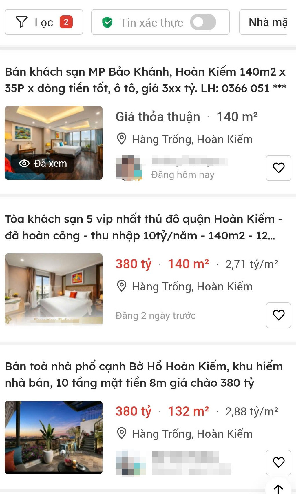 Nhà phố Hà Nội rao bán gần 3 tỷ đồng/m2 gây choáng