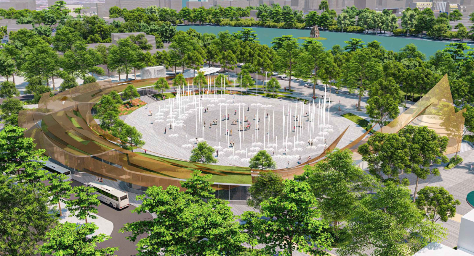 Hình hài quảng trường, công viên phía Đông hồ Hoàn Kiếm - Ảnh 1.