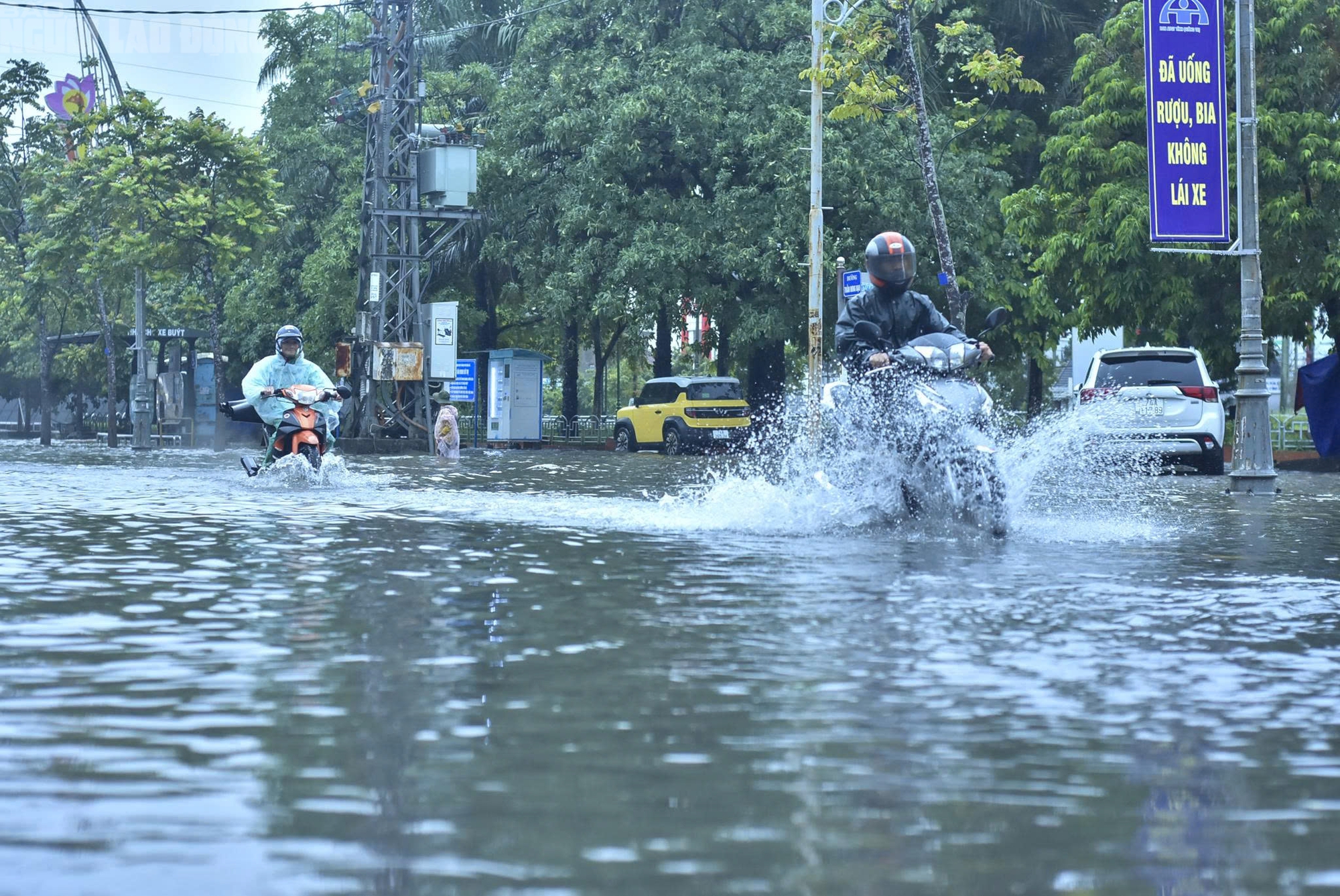 Quảng Trị: Mưa trắng trời, đường phố biến thành sông do ảnh hưởng bão số 10 - Ảnh 1.