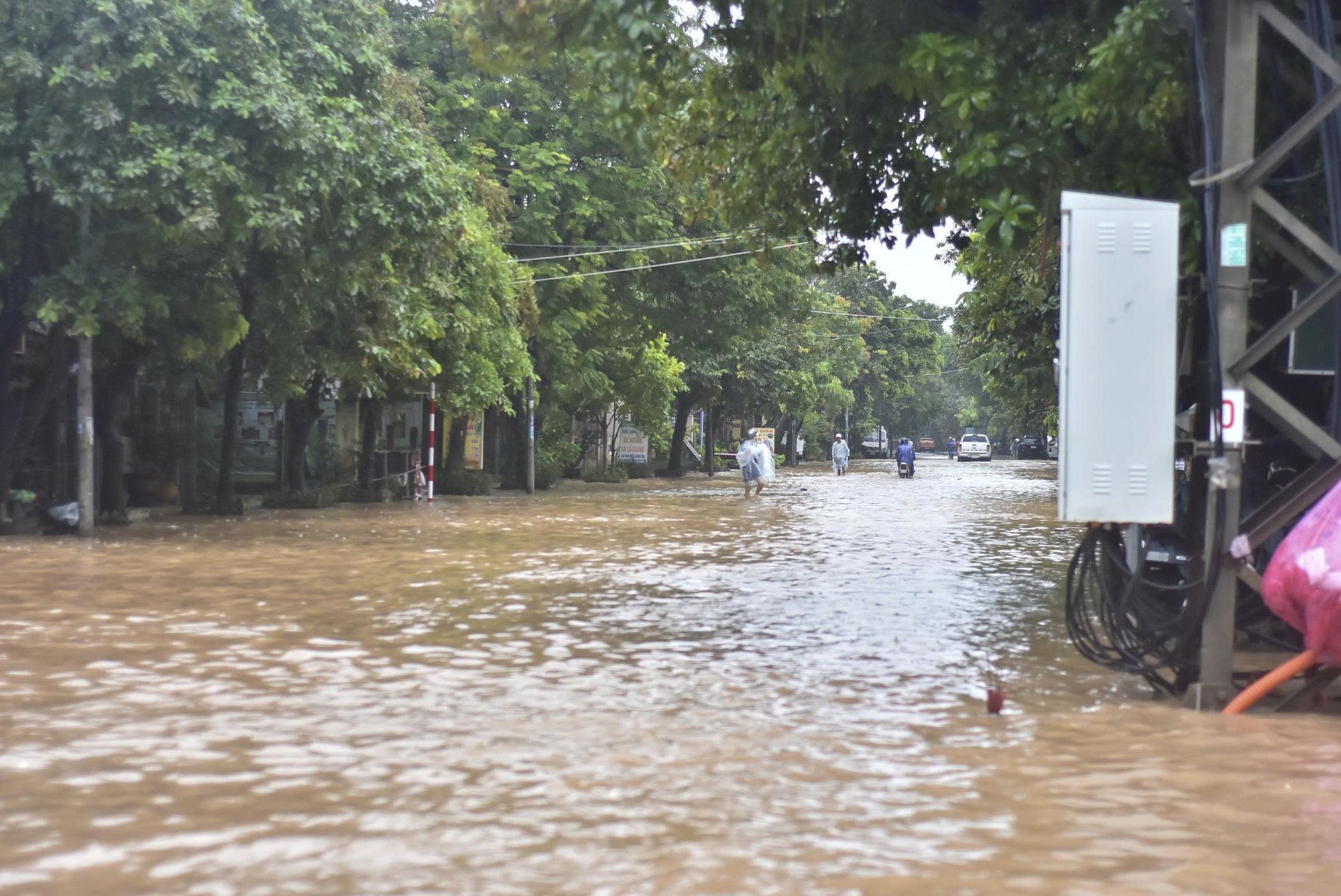 Quảng Trị: Mưa trắng trời, đường phố biến thành sông do ảnh hưởng bão số 10 - Ảnh 3.