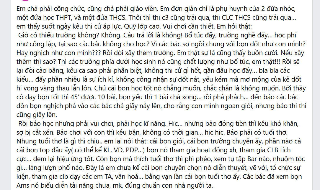 Phụ huynh Hà Nội nói: Vốn dĩ không thiếu trường, chẳng qua cha mẹ muốn con học kém vào trường top, “vàng thau lẫn lộn”- Ảnh 1.