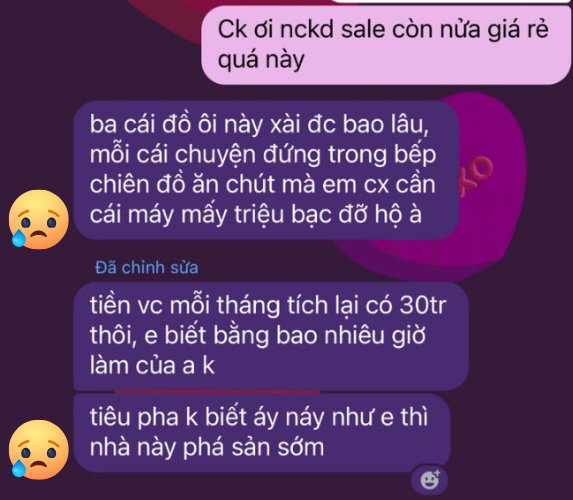 Vợ chồng cãi nhau vì cái nồi chiên không dầu 3 triệu: “Tiêu pha không biết áy náy như em thì phá sản sớm”- Ảnh 1. Vợ chồng cãi nhau vì cái nồi chiên không dầu 3 triệu: “Tiêu pha không biết áy náy như em thì phá sản sớm”- Ảnh 1.