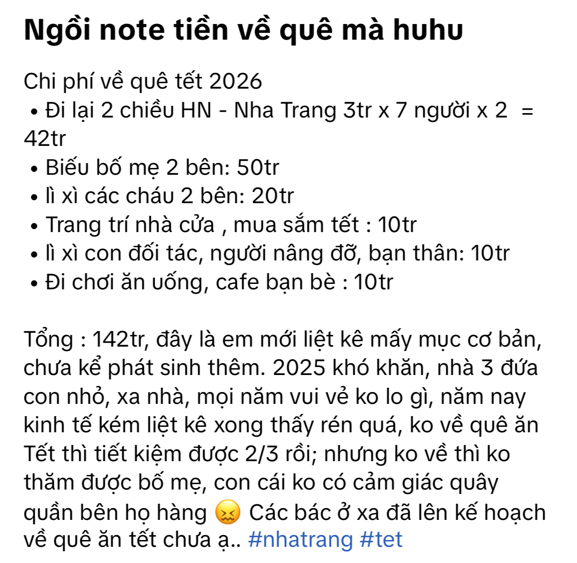 142 triệu tiền về quê ăn Tết cho gia đình 5 người: Cân đối kiểu gì đây?- Ảnh 2.