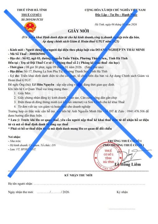 Cảnh báo lừa đảo Thuế tại Hà Tĩnh: Người nộp Thuế cần cảnh giác ngay lập tức - Ảnh 1. Cảnh báo lừa đảo Thuế tại Hà Tĩnh: Người nộp Thuế cần cảnh giác ngay lập tức - Ảnh 1.