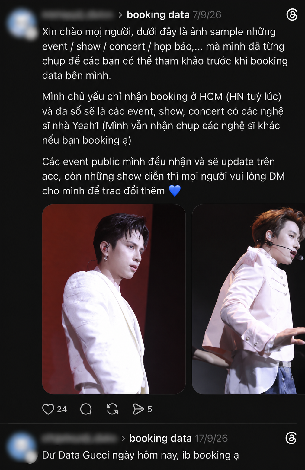Phía sau những dòng “dư data, ib booking” rộ lên trên Threads: Cơn sốt ảnh sao Việt và vùng xám của văn hóa người hâm mộ - Ảnh 9.