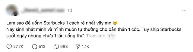 Comment chấn động của Starbucks Việt Nam đang khiến dân mạng chia sẻ chóng mặt: 1 bài đăng được 1 cốc nước?- Ảnh 1.