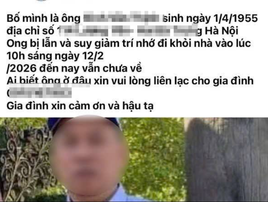Đăng tin tìm bố đi lạc lên mạng xã hội, gia đình bất ngờ nhận cuộc gọi từ CSGT - Ảnh 1.