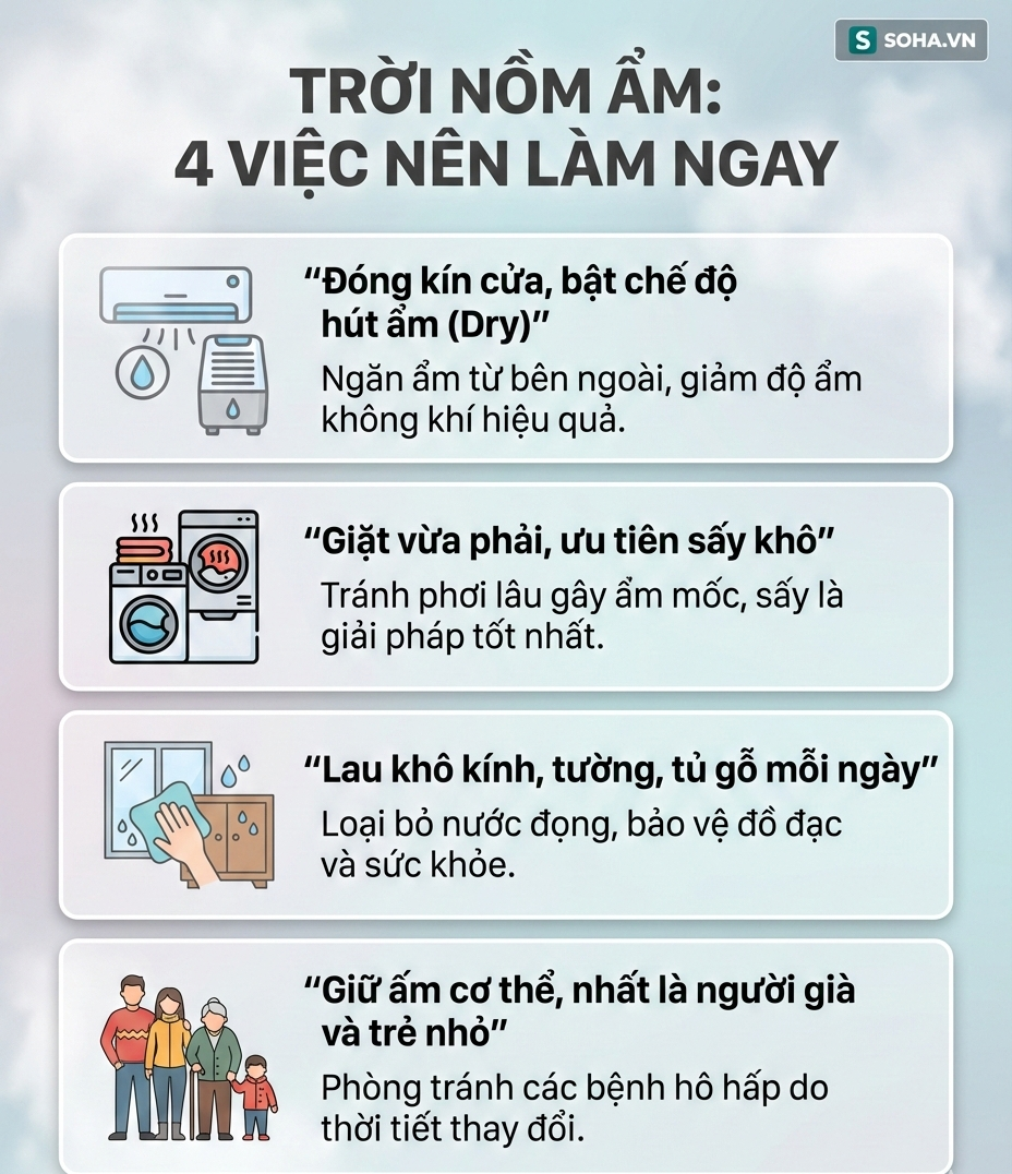 Việc đầu tiên cần làm khi trời nồm ẩm: Nhiều người đang làm ngược mà không biết