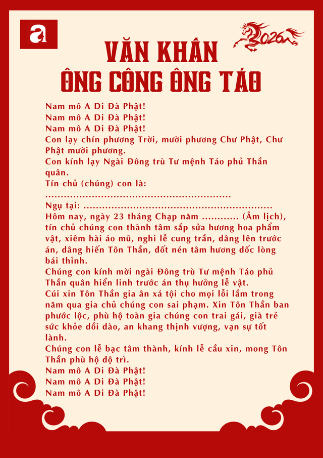 Bài văn khấn ông Công ông Táo 2026 giúp gia chủ cầu được ước thấy , cả năm an khang - Ảnh 2.