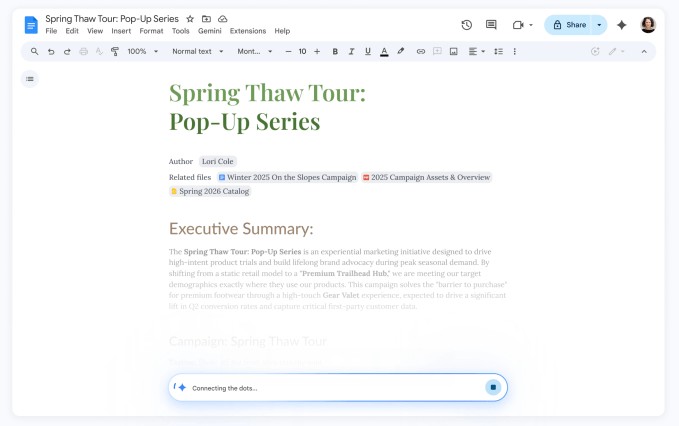Google tích hợp AI Gemini sâu rộng vào Docs, Sheets, Slides và Drive, nâng cao năng suất làm việc - Ảnh 1.