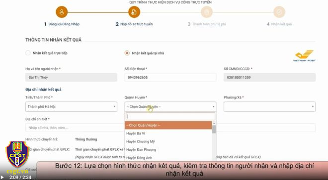 Hướng dẫn các bước CẤP ĐỔI GIẤY PHÉP LÁI XE TRỰC TUYẾN- Ảnh 13. Hướng dẫn các bước CẤP ĐỔI GIẤY PHÉP LÁI XE TRỰC TUYẾN- Ảnh 13.