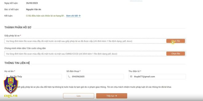 Hướng dẫn các bước CẤP ĐỔI GIẤY PHÉP LÁI XE TRỰC TUYẾN- Ảnh 9. Hướng dẫn các bước CẤP ĐỔI GIẤY PHÉP LÁI XE TRỰC TUYẾN- Ảnh 9.