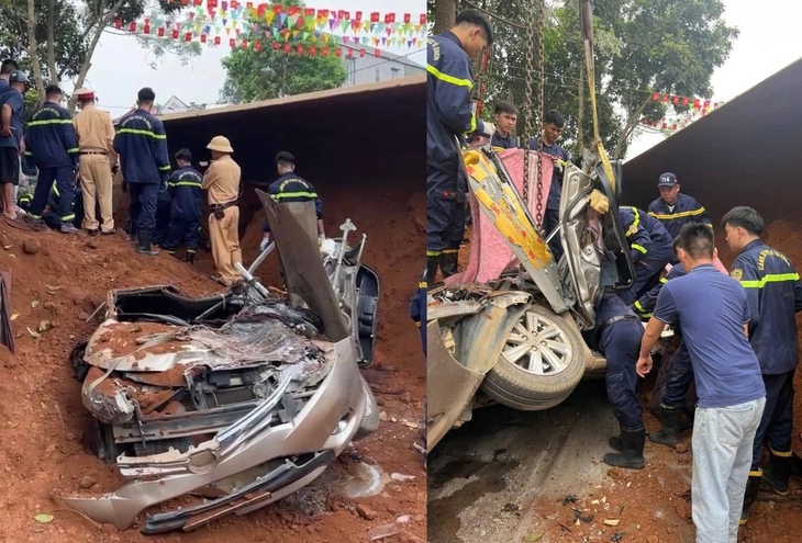 Hiện trường vụ xe đầu kéo đang đi thì đổ ra đường, đè 2 phụ nữ tử vong ở Phú Thọ - Ảnh 5.