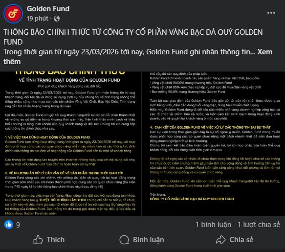 Golden Fund tạm dừng hoạt động: Lời xin lỗi trước tin đồn lừa đảo - Ảnh 2. Golden Fund tạm dừng hoạt động: Lời xin lỗi trước tin đồn lừa đảo - Ảnh 2.