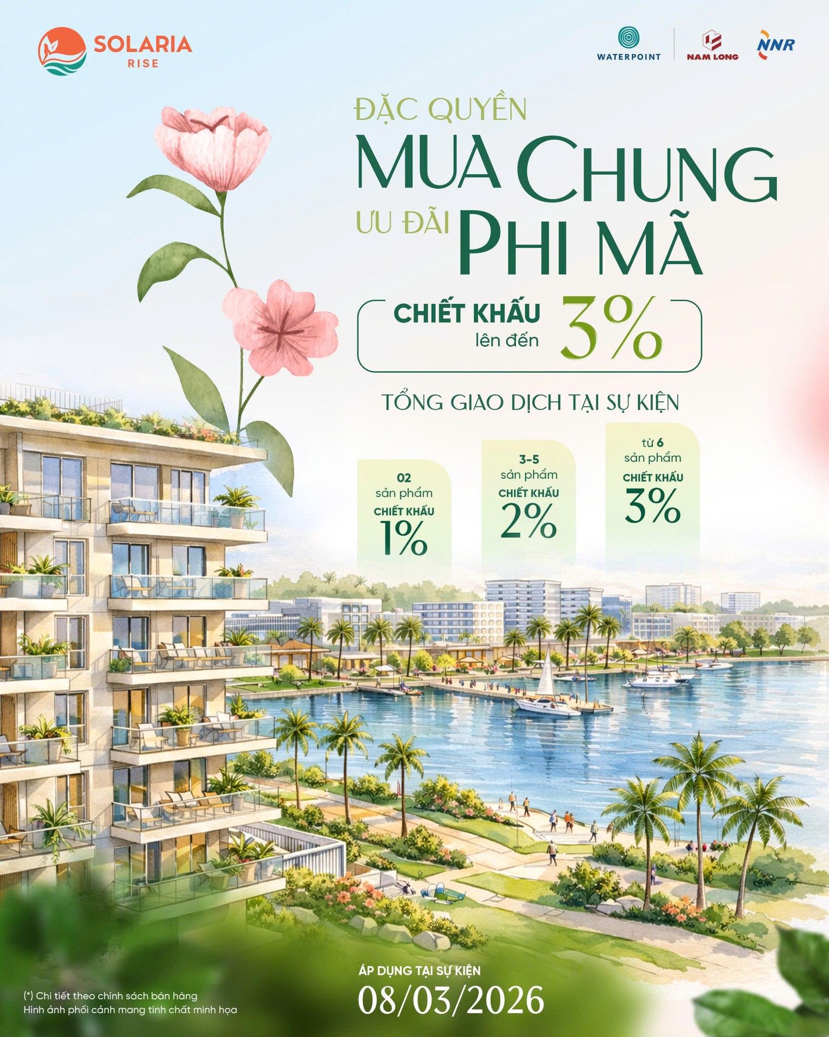 Đặc quyền “Mua chung ưu đãi phi mã”: Cơ hội sở hữu căn hộ resort Solaria Rise tại Waterpoint với chiết khấu lên đến 3% - Ảnh 1. Đặc quyền “Mua chung ưu đãi phi mã”: Cơ hội sở hữu căn hộ resort Solaria Rise tại Waterpoint với chiết khấu lên đến 3% - Ảnh 1.