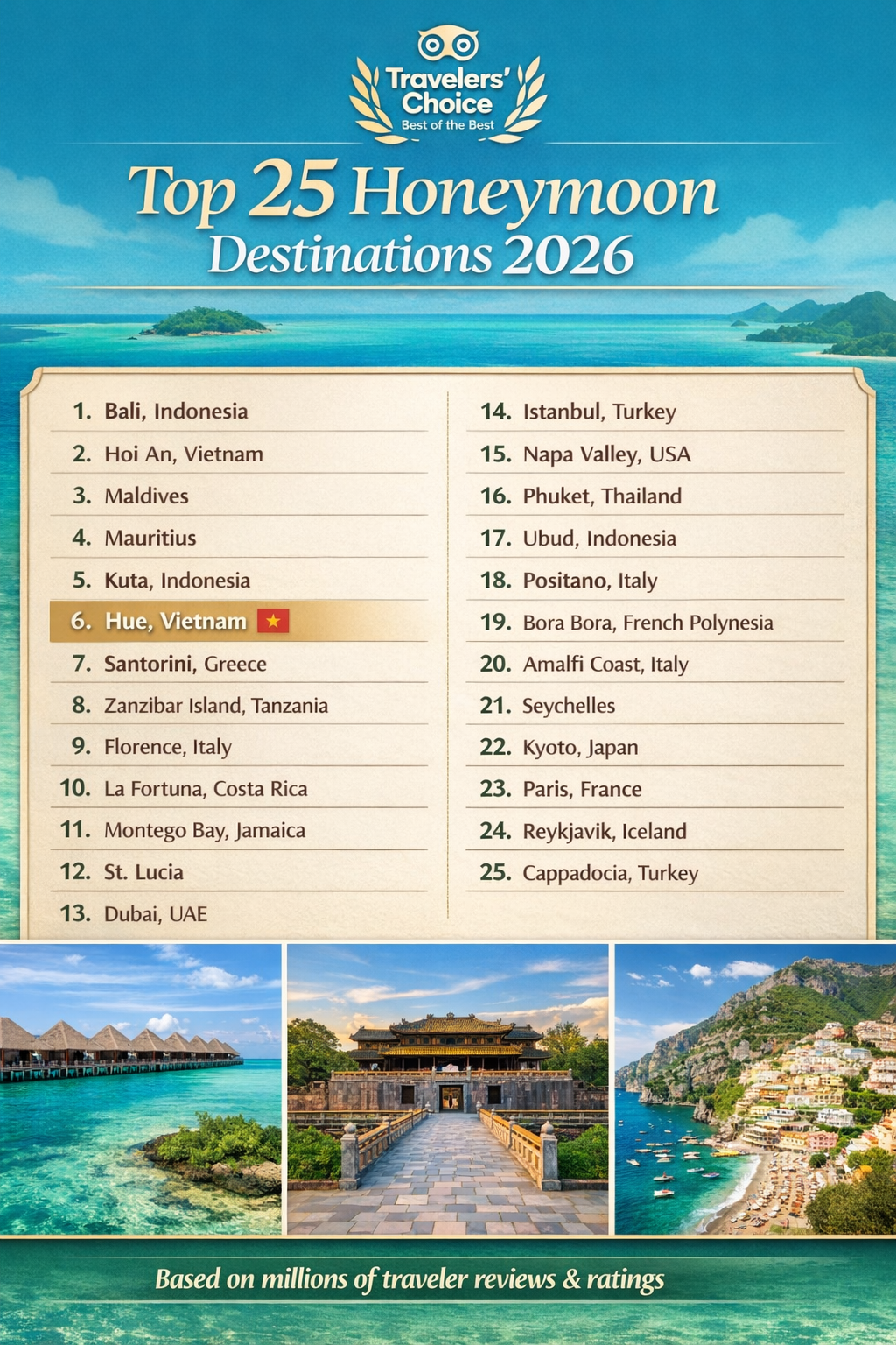 Một thành phố Việt Nam bất ngờ lọt top điểm đến trăng mật lãng mạn nhất thế giới: Xếp trên Dubai, Paris - Ảnh 1.