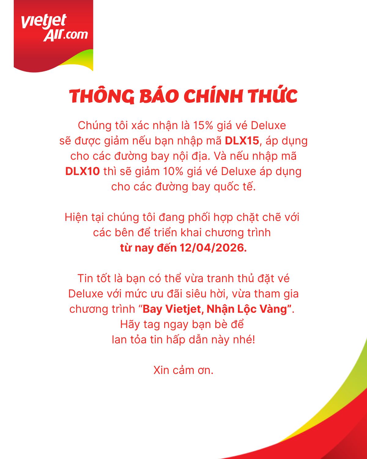Vietjet Air ra thông báo tới hàng triệu khách mua vé từ nay đến 12/4 - Ảnh 1.
